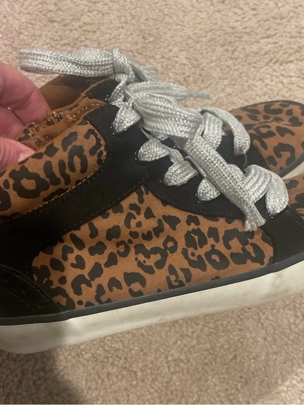 Gas Kids Leopard Print High-Top Sneakers with Silver Laces Sz 3